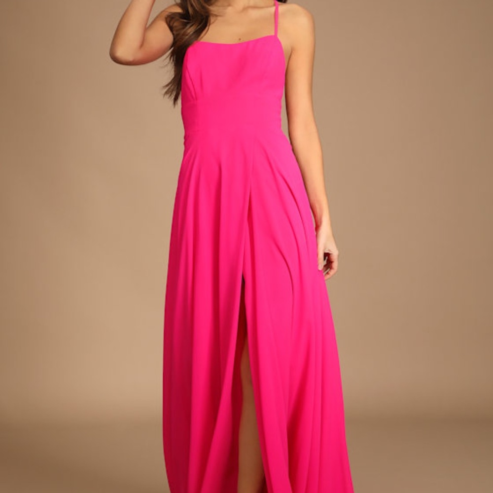 Lulus Dreamy Romance Hot Pink Backless Maxi Dress - Size XL